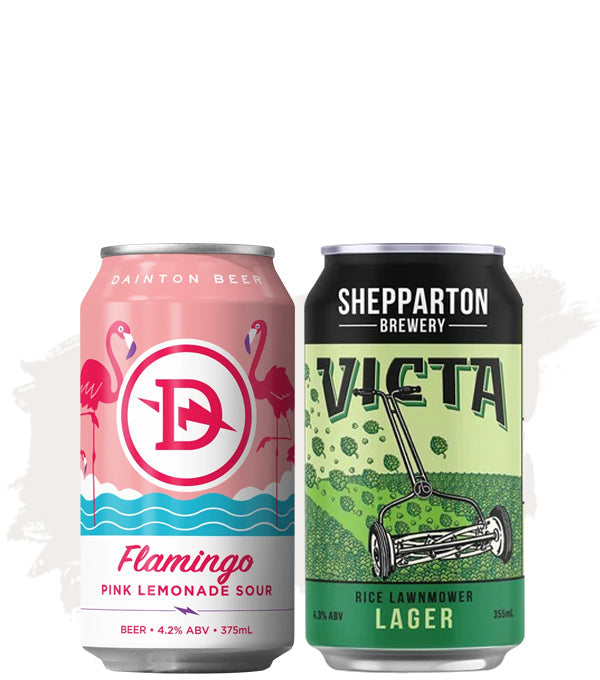 Dainton Flamingo Pink Lemonade Sour + Shepparton Victa Rice Lawnmower Lager – Bundle Buy!