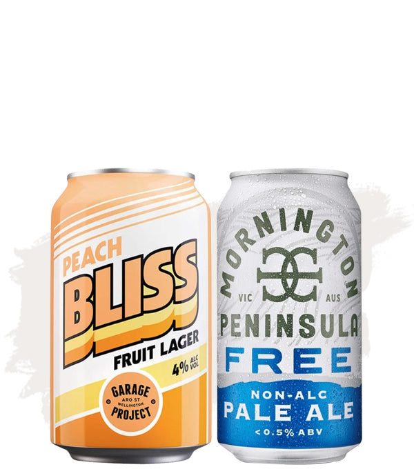 Garage Project Peach Bliss Fruit Lager + Mornington Peninsula Free Non-Alc Pale Ale