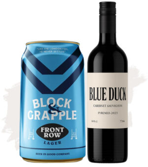 Bundle Buy (Block & Grapple Front Row Lager – 24 Pack + Blue Duck Cabernet Sauvignon - 12 Pack)