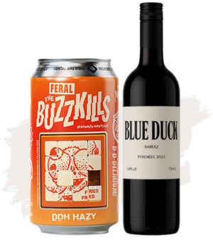 Bundle Buy (Feral Brewing The Buzzkills DDH Hazy Pale Ale – 16 Pk + Blue Duck Shiraz – 12 Pk – Labelled)